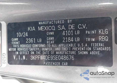 2025 Kia K4 Gt-Line from USA, damaged, VIN 3KPFW4DE9SE048676